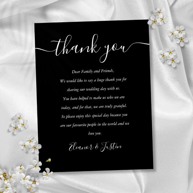 Reception Thank You Black And White Place Card (Reception Thank You Black And White Place Card)