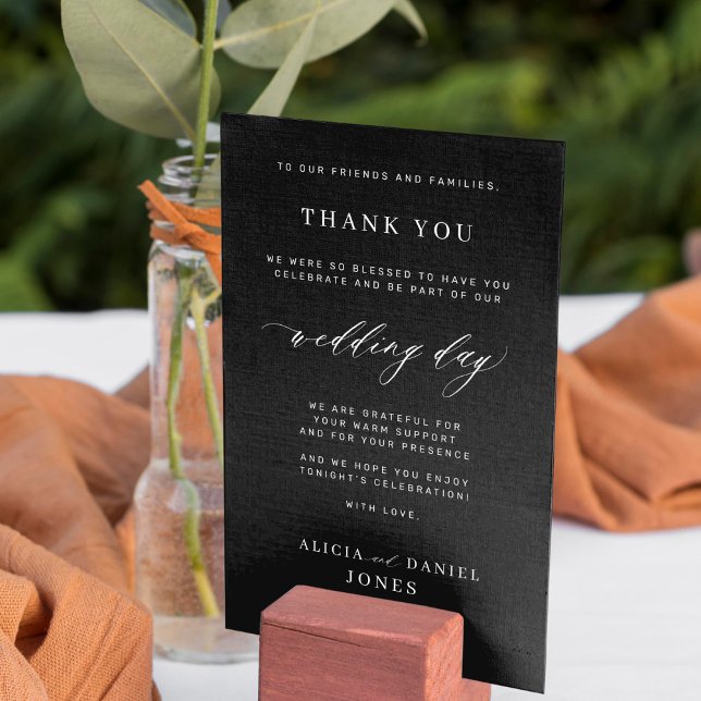 Reception thank you black wedding place card (Creator Uploaded)