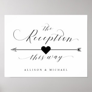 Reception This Way Elegant Script Directional Sign
