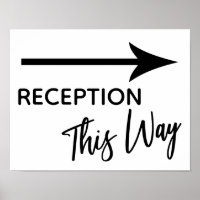 Reception This Way Simple Black & White Arrow Sign