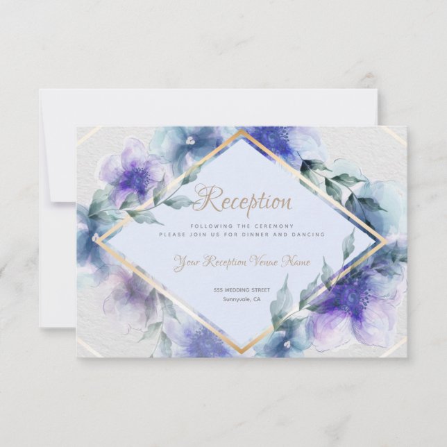 Reception | Translucent Watercolor Flowers Save The Date (Front)