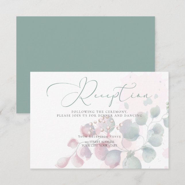 RECEPTION | Trendy Watercolor Eucalyptus Foliage Invitation (Front/Back)