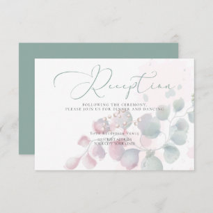 RECEPTION Trendy Watercolor Eucalyptus Foliage Invitation