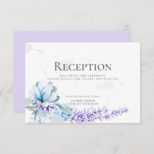 RECEPTION Watercolor Lavender -Dusty Blue Floral Invitation