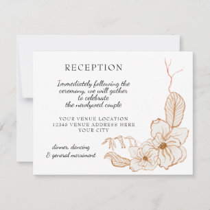 Reception Watercolor Terra Cotta Pink Leaf Floral RSVP Card