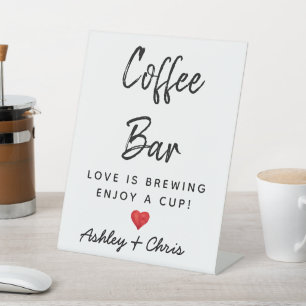 Reception Wedding Coffee Bar Engagement Shower Pedestal Sign