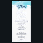 RECEPTION WEDDING MENU stylish aqua watercolor<br><div class="desc">by kat massard >>> kat@simplysweetPAPERIE.com <<< A super stylish flat MENU DESIGN for your WEDDING. Wow your friends and family with this little number ;D Setup as a template it is simple for you to add your own details, or hit the customise button and you can add or change text,...</div>