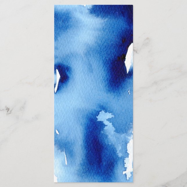 RECEPTION WEDDING MENU stylish navy watercolor (Front)