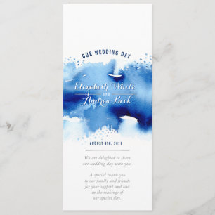 RECEPTION WEDDING MENU watercolor dark navy blue