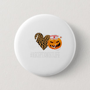 Receptionist Peace Love Pumpkin Fun Halloween Leop 6 Cm Round Badge