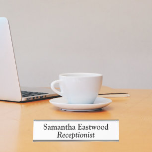 Receptionist White Desk Name Plate