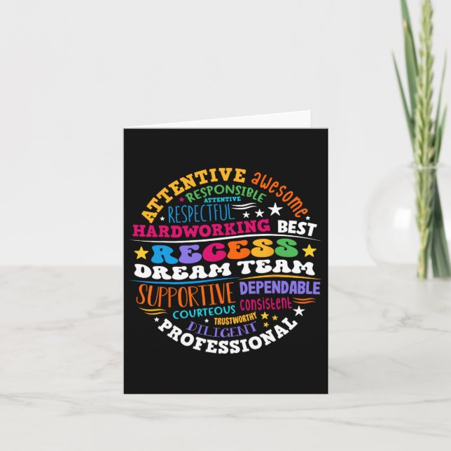 Recess Dream Team Teachers Students Monitor Back T Card (Front)