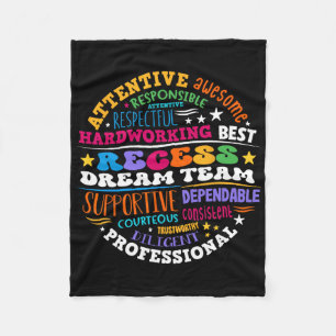 Recess Dream Team Teachers Students Monitor Back T Fleece Blanket
