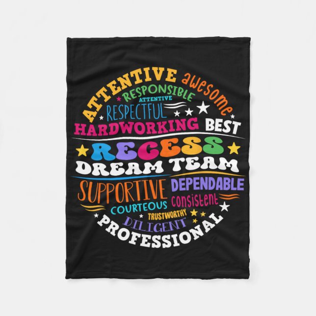 Recess Dream Team Teachers Students Monitor Back T Fleece Blanket (Front)