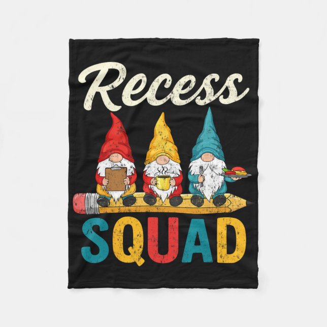 Recess Squad Duty Teacher Student Monitor Fun Gnom Fleece Blanket (Front)