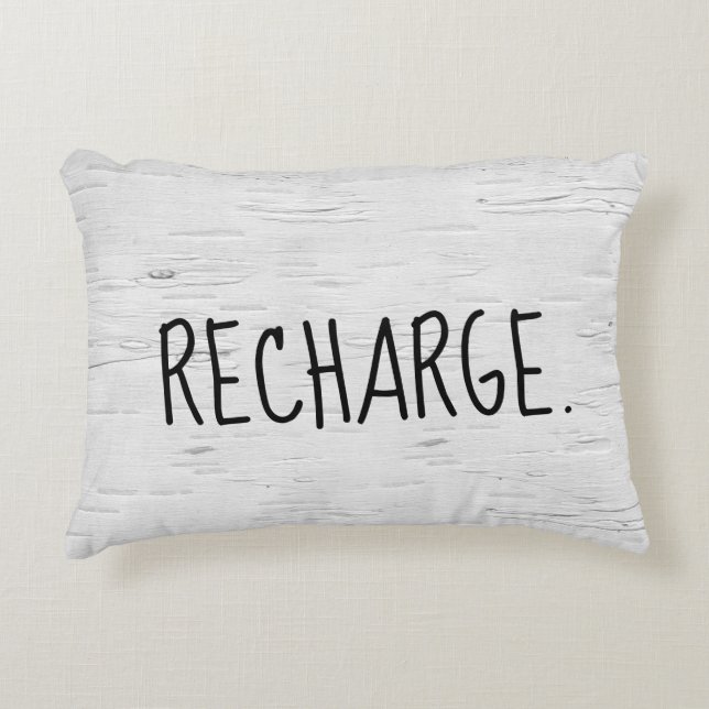 RECHARGE Text On Birch Tree  Accent Pillow (Front)