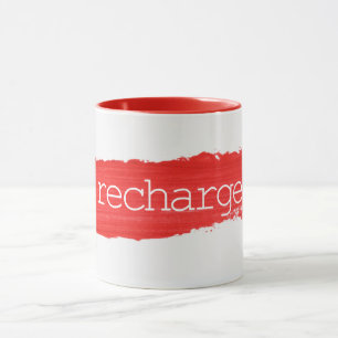 RECHARGE Text On Red Paint Mug