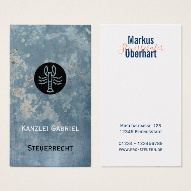 Rechtsanwalt Visitenkarten blau  (Front & Back)