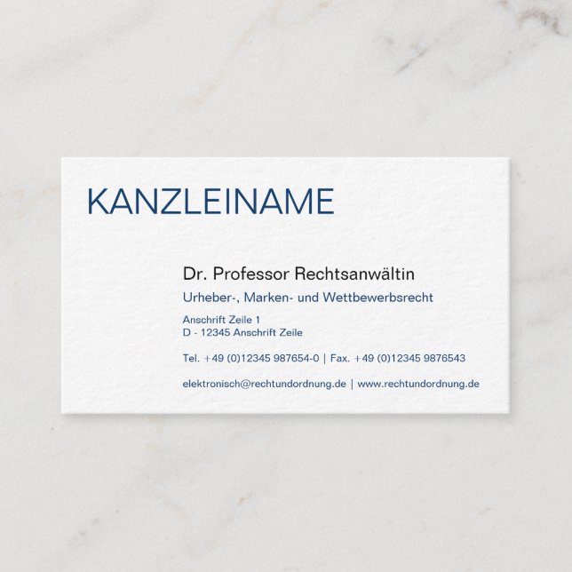 Rechtsanwälte Visitenkarte Business Card (Front)