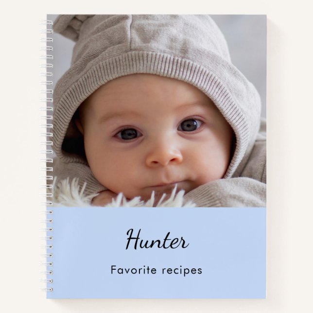 Recipe baby boy food meal photo name blue notebook (Front)