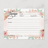 Recipe Blush Pink Floral Rose Gold Bridal Shower