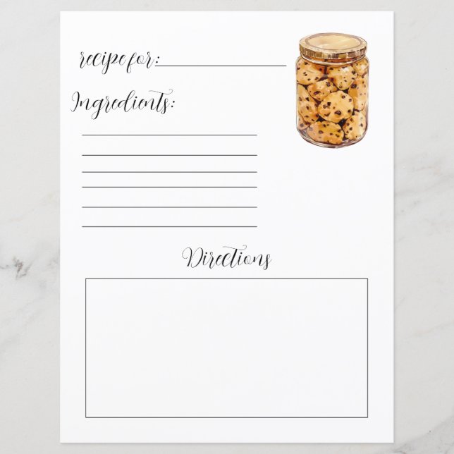 Recipe Book Page for Chocolate Chip Cookies (Front)