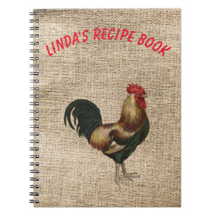 Recipe Book with Rooster and Personalised