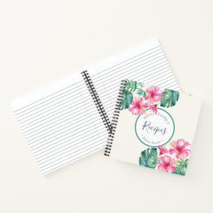 Recipe Books Pink Watercolor Flowers Greenery