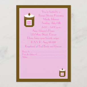 Recipe Bridal Shower Invitation - Pink