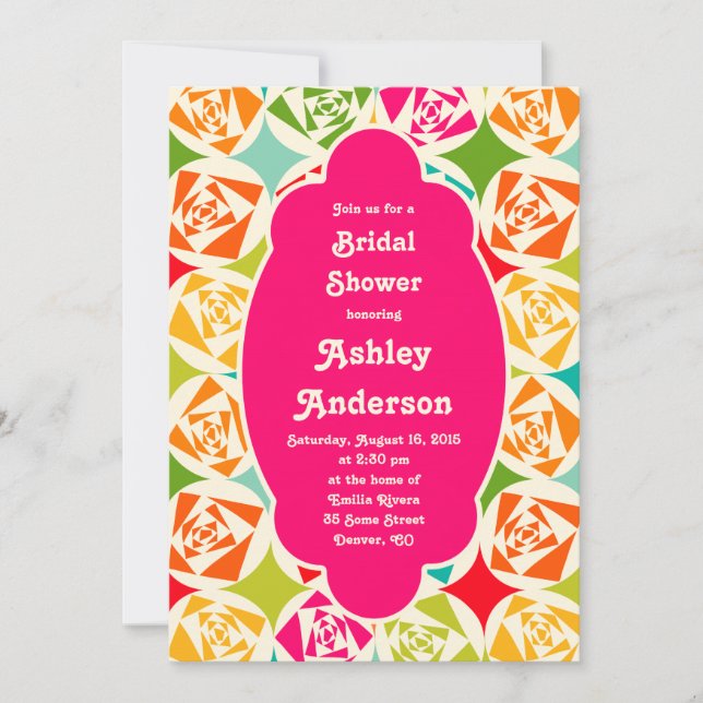 Recipe Bridal Shower Invitation | Pop Art Roses (Front)