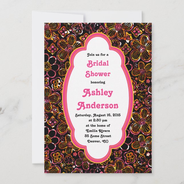 Recipe Bridal Shower Invite | Stained Glass Floral (Front)