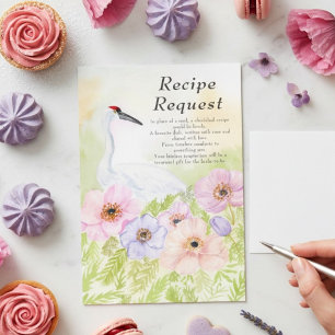 Recipe Bridal Shower Whooping Crane Anemones  Enclosure Card