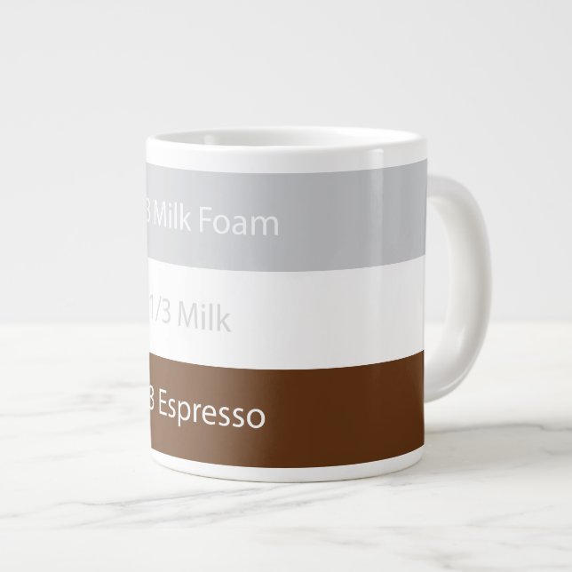 Recipe cappuccino Coffee | Text design Large Coffee Mug (Front Right)