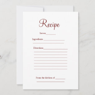 recipe card bridal shower party wedding add detail