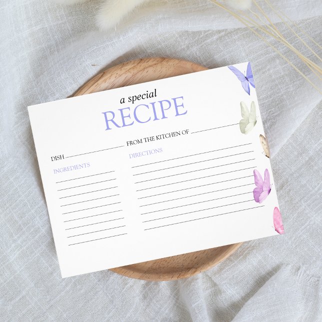 Recipe Card Butterflies Bridal Shower Game (Recipe cards - bridal shower game, he gives her butterflies)