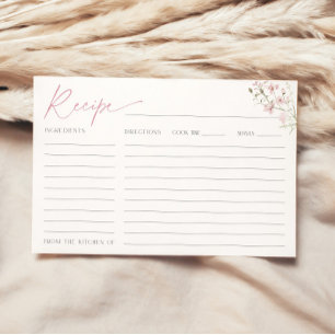 Recipe Card for the Bride Blush Pink Wildflowers