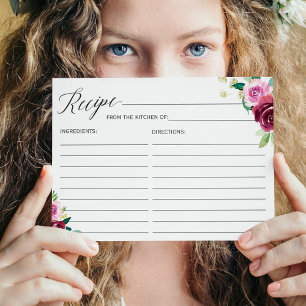 Recipe Card for the Bride Plum Purple Floral