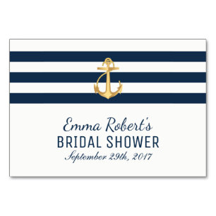 Recipe Card Gold Anchor Nautical Bridal Shower