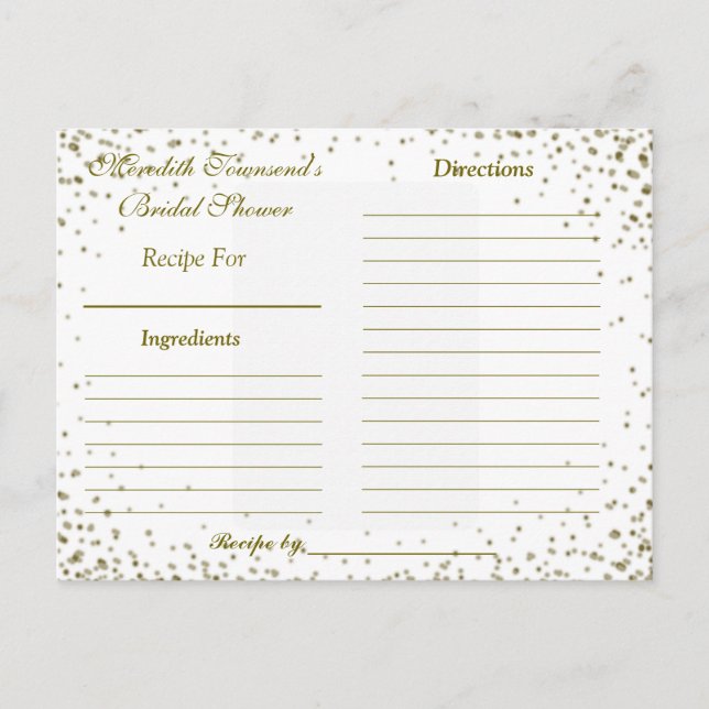 Recipe Card | Gold Confetti (Front)