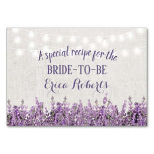 Recipe Card   Lavender Floral Elegant Linen