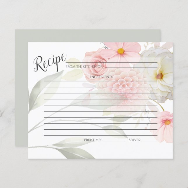 RECIPE CARD | Pastel Pink Floral Bouquet (Front/Back)