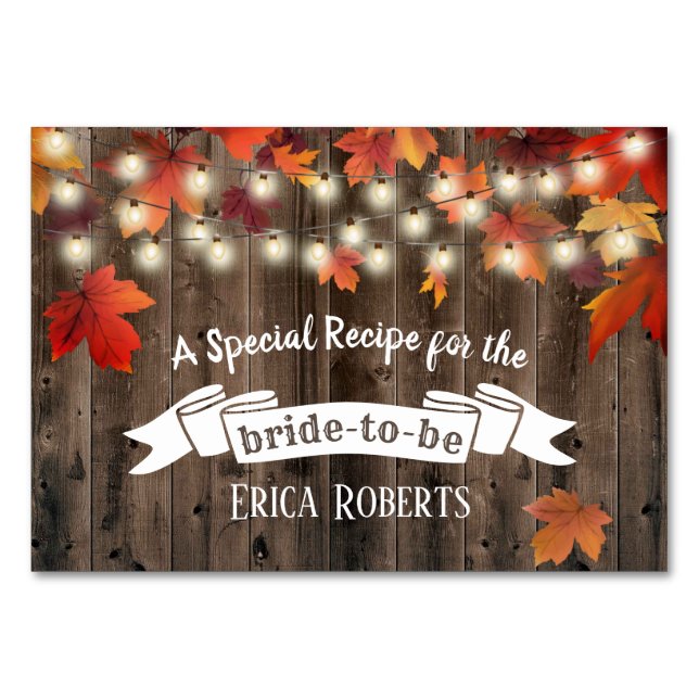 Recipe Card | Rustic Autumn Leaves Bridal Shower (Front)