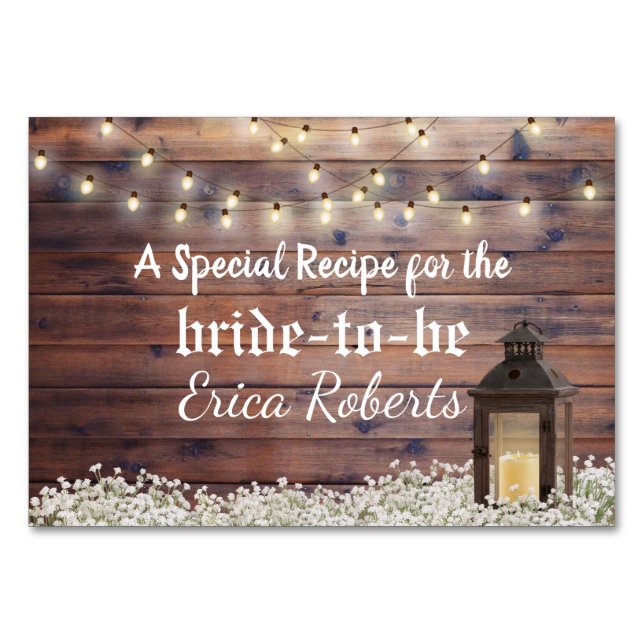 Recipe Card | Rustic Barn Lantern Bridal Shower (Front)