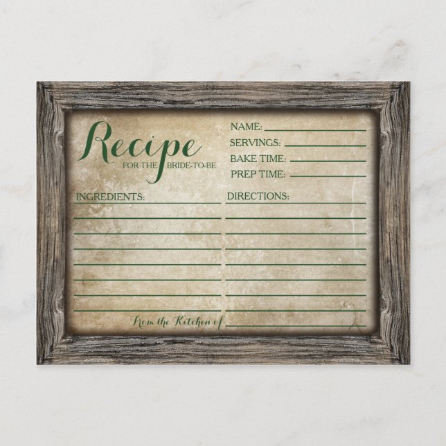 Recipe Card | Rustic Calligraphy Card (Front)
