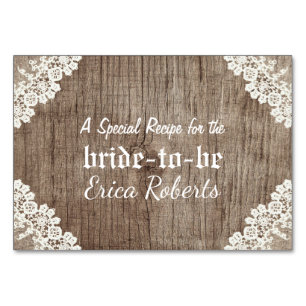 Recipe Card   Rustic Laced Wood Bridal Shower
