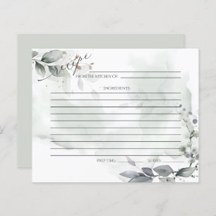 RECIPE CARD   Rustic Watercolor Dusty Greenery 