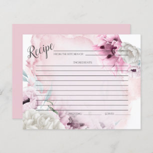 RECIPE CARD   Rustic Watercolor Pink Poppies