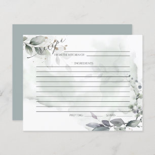 RECIPE CARD   Rustic Watercolor Sage Greenery