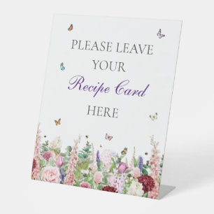 Recipe Card Sign Elegant Floral & Butterflies 