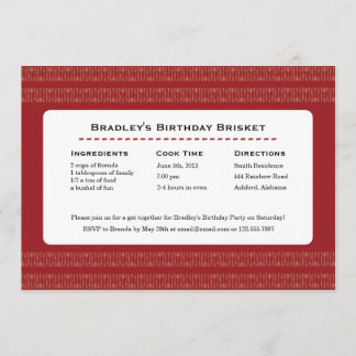 Recipe Card Utensils Red Party Invitation